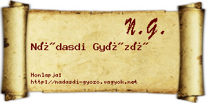 Nádasdi Győző névjegykártya